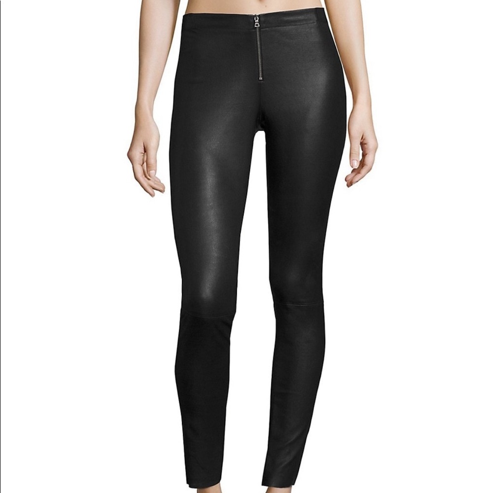 Alice + Olivia Faux Leather Front Zip Leggings in Black